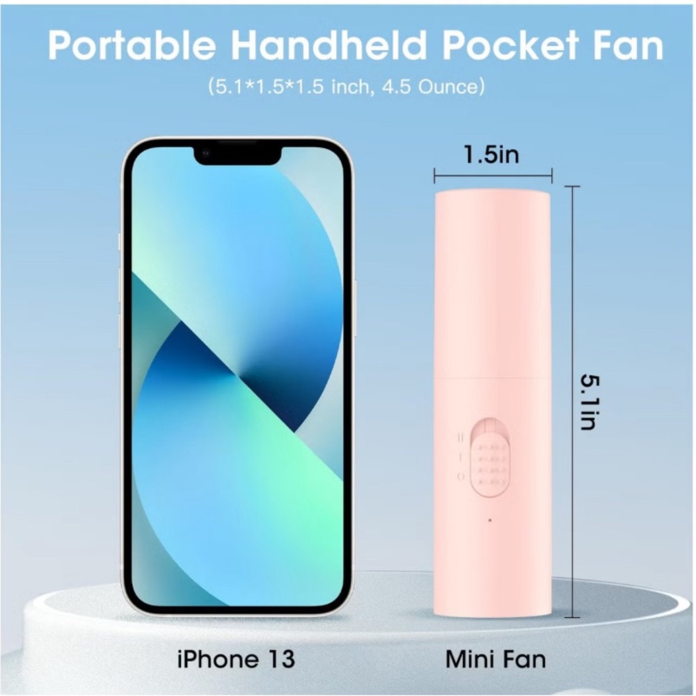 Rechargeable Mini Handheld Fan – Pink (USB Powered, 2000 mAh) - Picture 13 of 14